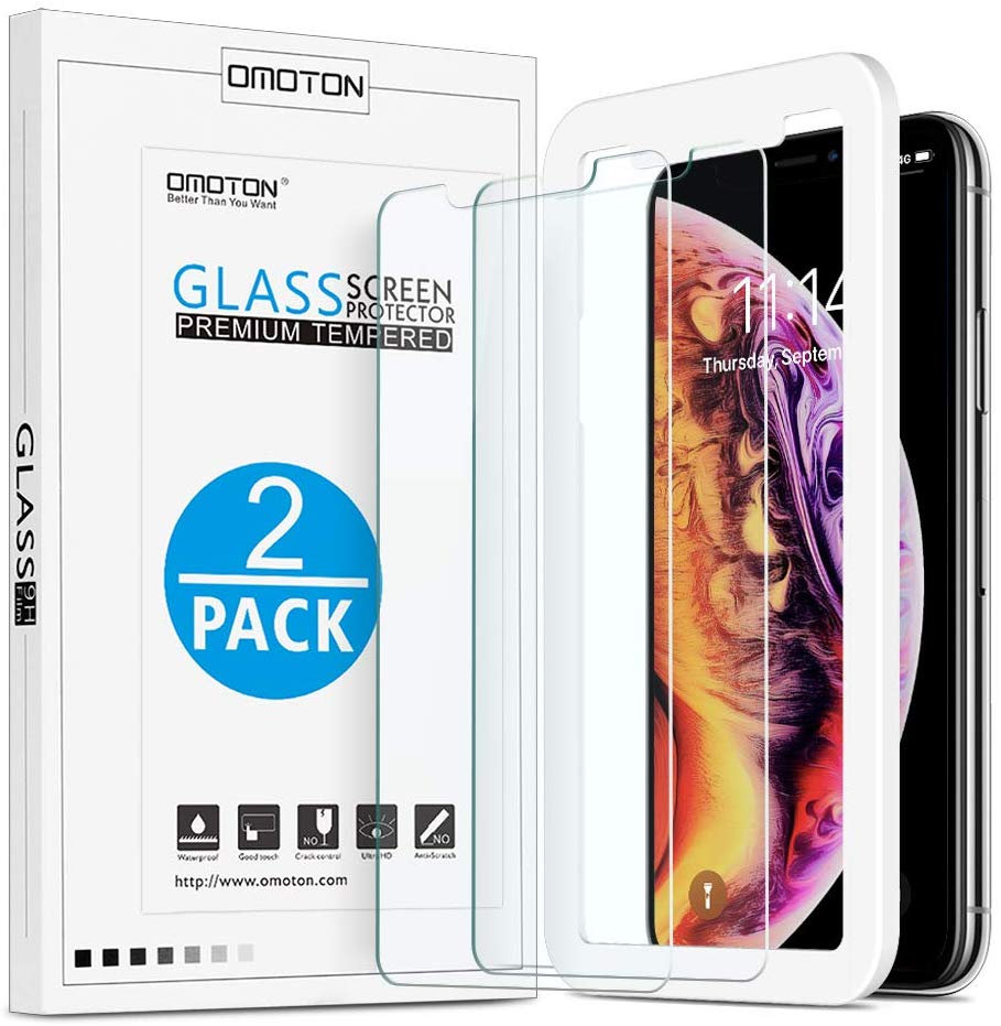 OMOTON | Apple iPhone Xs & iPhone X Screen Protector [2 Pack]